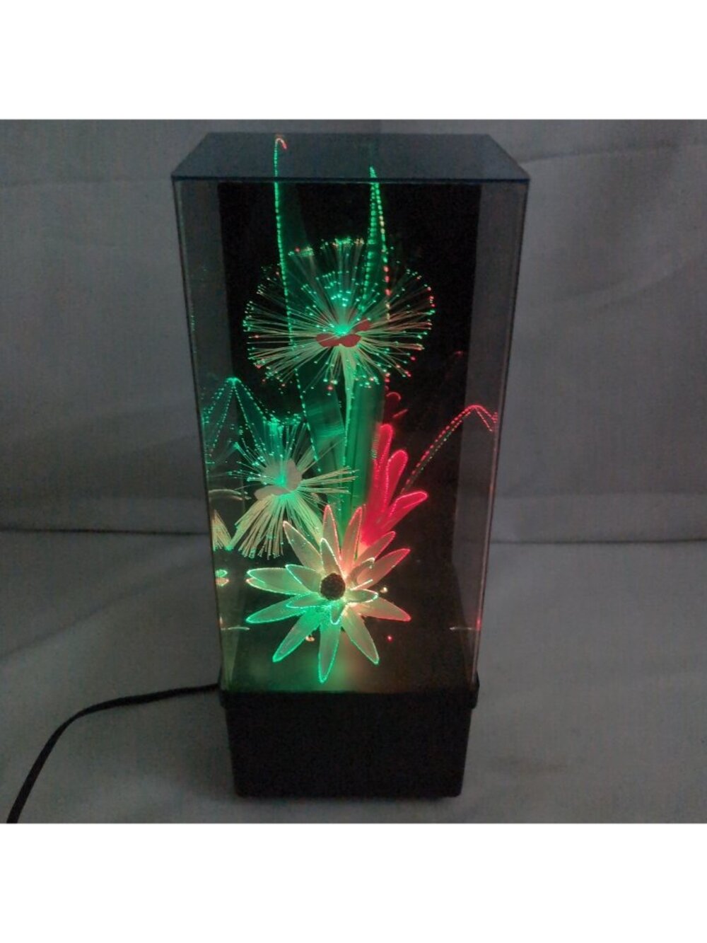 Vintage 1980s Fiber Optic Color Changing Flower Lamp Music Box Floral Light Mult